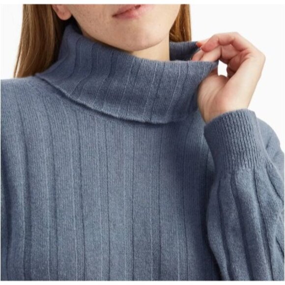 Naadam Cashmere Ribbed Loose Fit Turtleneck Sweater XS NWT - Picture 2 of 6